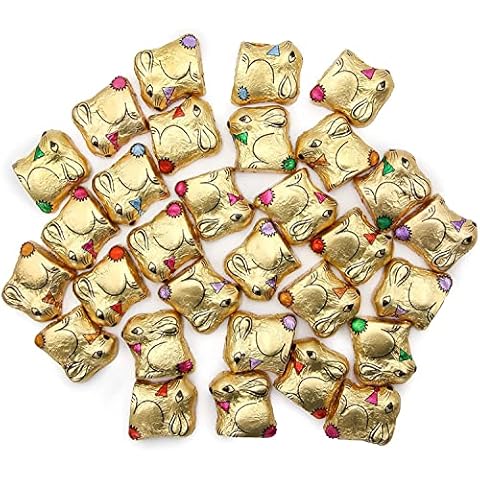Milk Chocolate Gold Easter Bunnies in an Easter Themed Gift Bag - Featuring Delicious Chocolate Golden Bunnies for Easter Egg Hunts or Gifts (250g or 500g) (500g) Cover