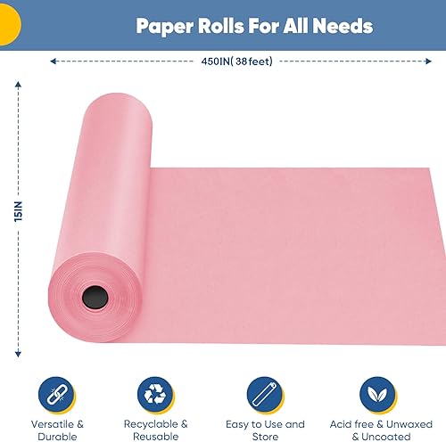 Vista 102 de Papel de regalo amarillo para manualidades, rollo de papel kraft de 15 x 450 pulgadas, papel de tablón de anuncios, artes y manualidades, embalaje