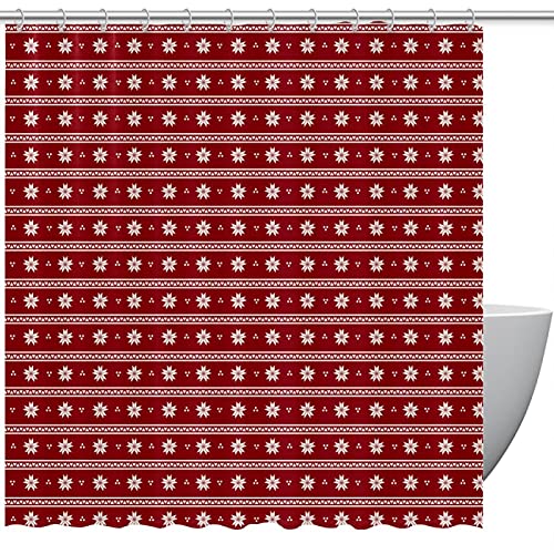 Rideau de douche fleurs de Noël 183x183cm grand format rouge
