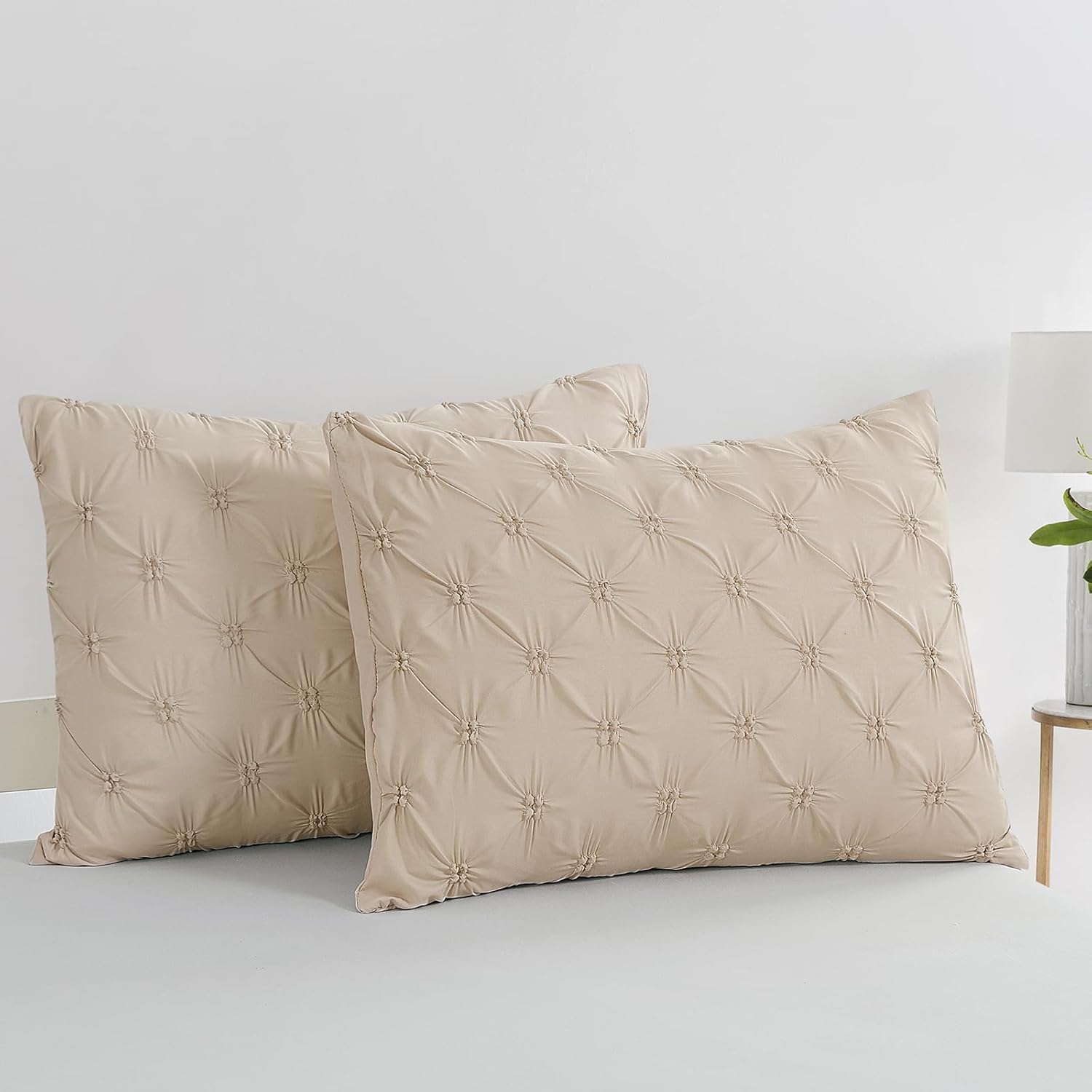 Vaulia Lightweight Microfiber Decorative Pillow Shams, Pinch Pleat Design Standard Size 20"x 26", Navy Blue 2 Pack