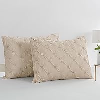 Vista 14 de Vaulia Fundas de almohada decorativas de microfibra ligera, diseño plisado, tamaño estándar (20 x 26), color blanco, paquete de 2