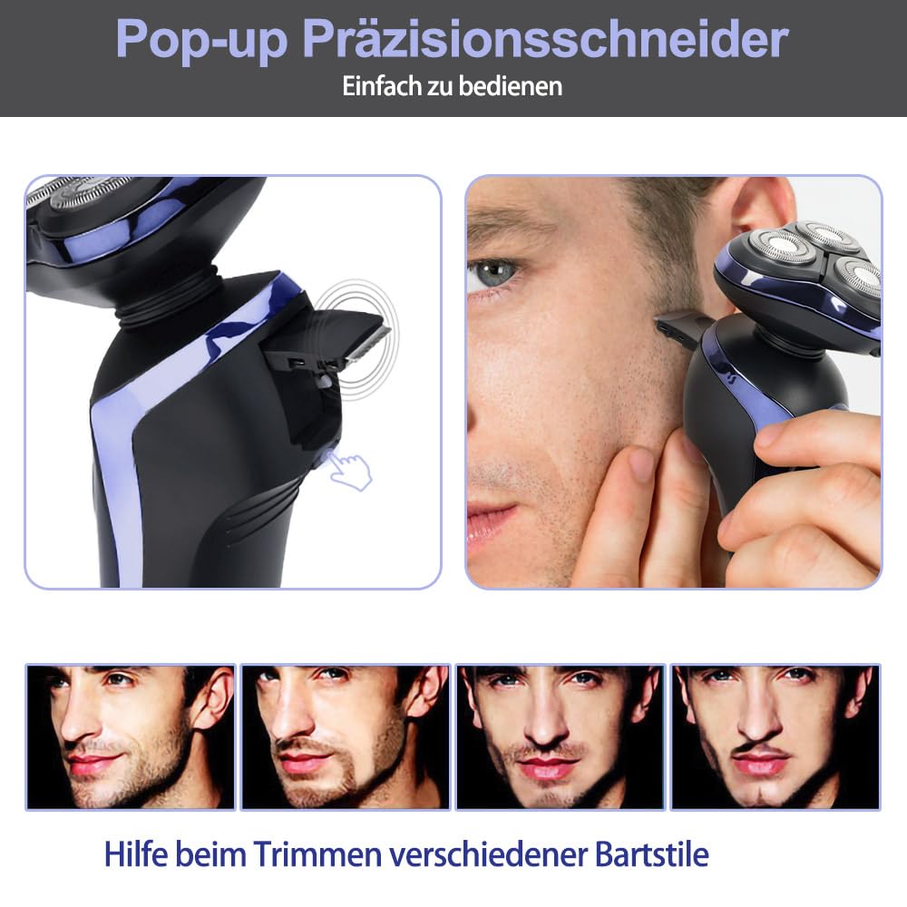 Rasierer Herren elektrisch Elektrorasierer Shaver 5in1 Rotationsrasierer