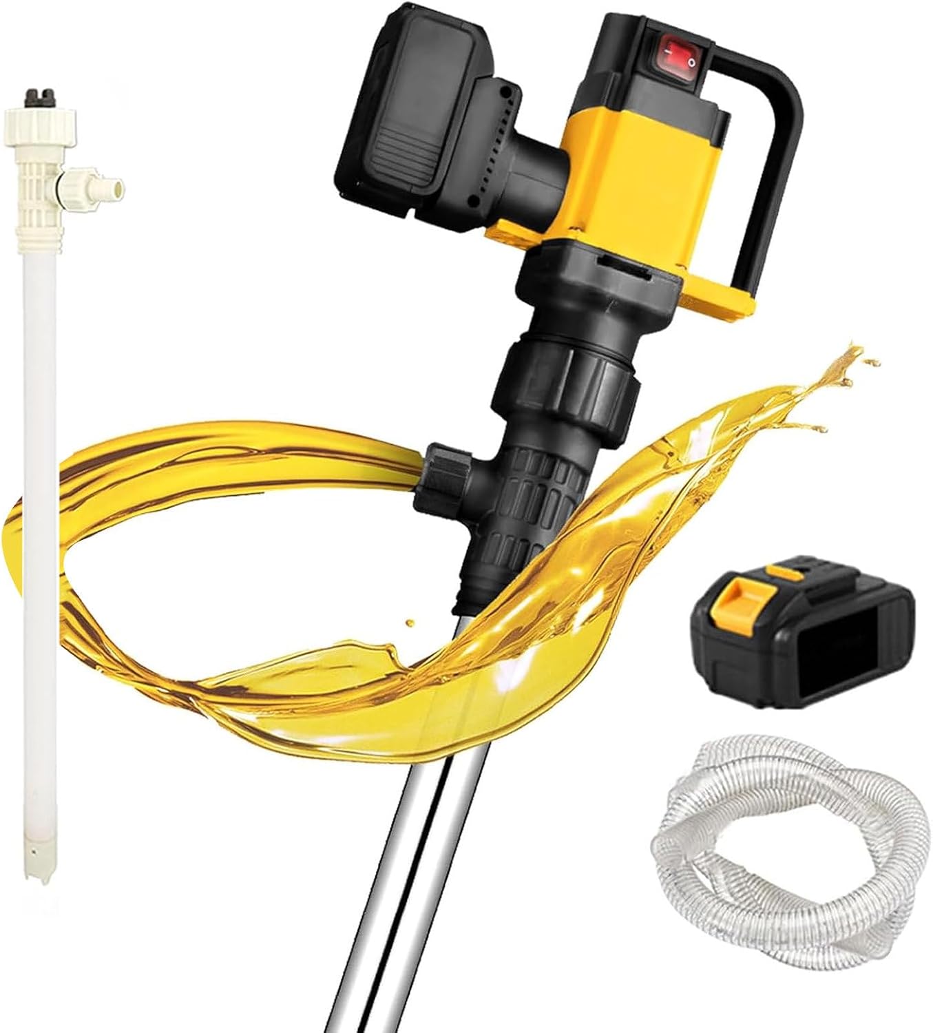 1000W Cordless Electric Barrel Pump with 36v Battery+Hose, 3 Adjustable Levels, 7m Lift, 10-130l/Min Flow, Multipurpose Portable Fuel Transfer Pump, for Gas, Diesel, Water,PVDF
