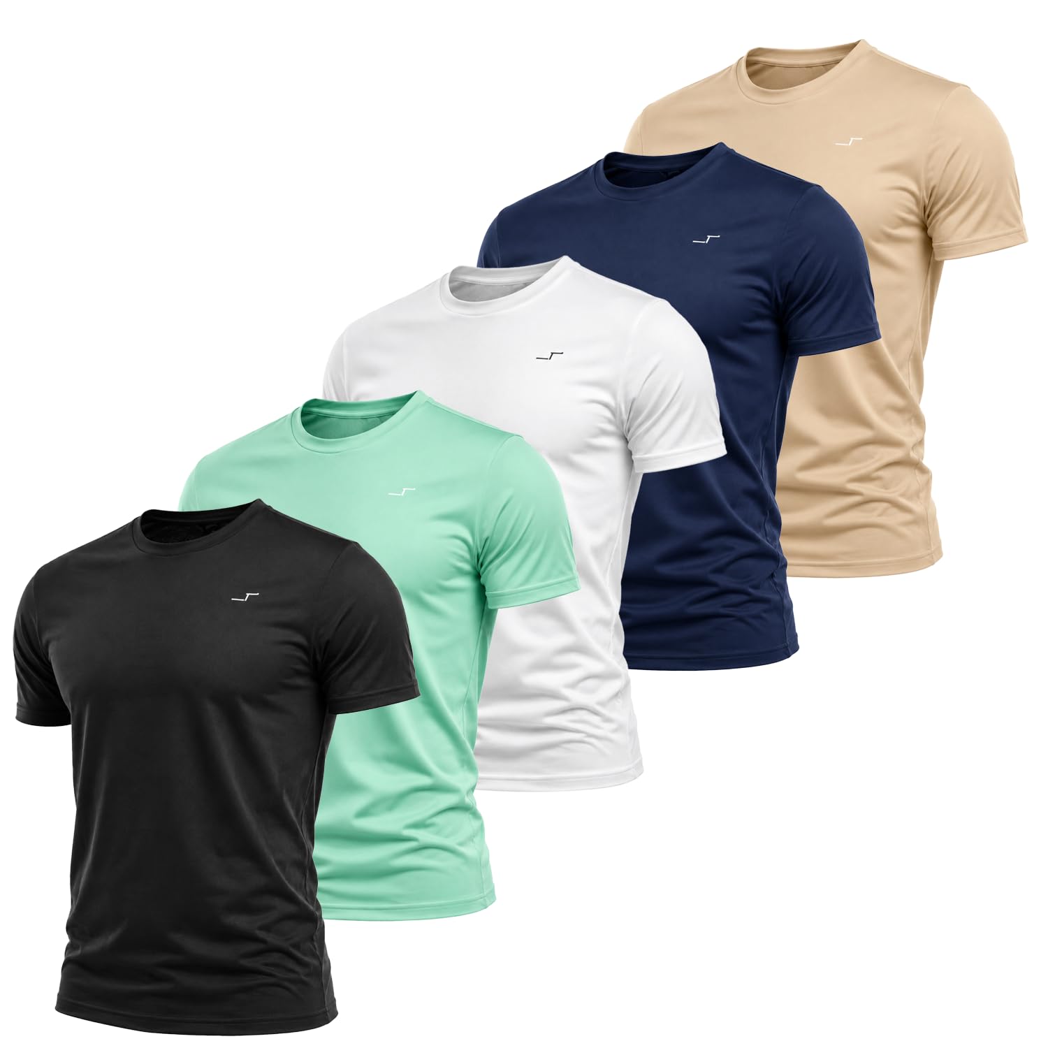 SPORTRETCH Pack 5 Playeras Deportivas para Hombre | Transpirable y Stretch | Gym, Running, Fútbol y Fitness | Manga Corta