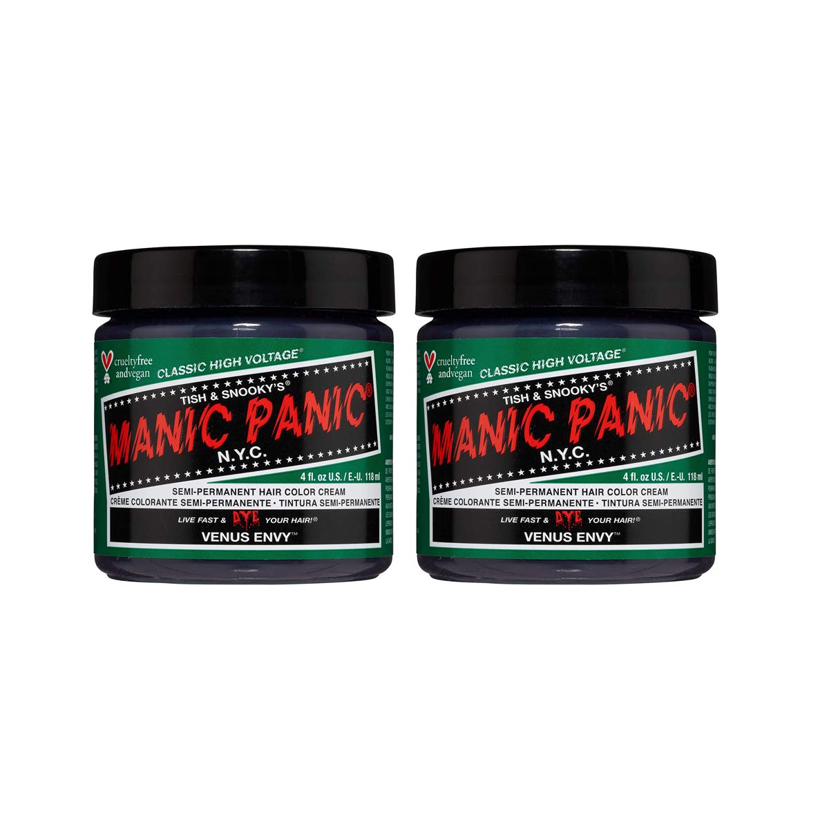 Manic Panic Venus Envy Classic Creme, vegan, tierversuchsfrei, grüne semipermanente Haarfarbe, 2 x 118 ml
