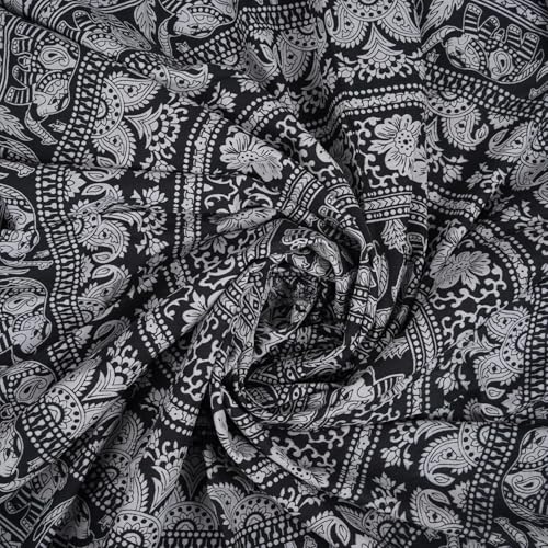 Image of Craft Trade 50x60 Inches Black and White Cotton Mandala Ombre Wall Hanging Tapestry