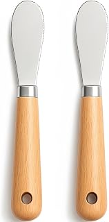 Butter Knives Set of 2, Wood Handle, Durable Stainless Steel Blade, Butter Knife for Smooth Spreading Butter Cream Cheese Jam, Ideal for Bagels, Sandwiches, Butter Knife Spreader 7.5 Inches