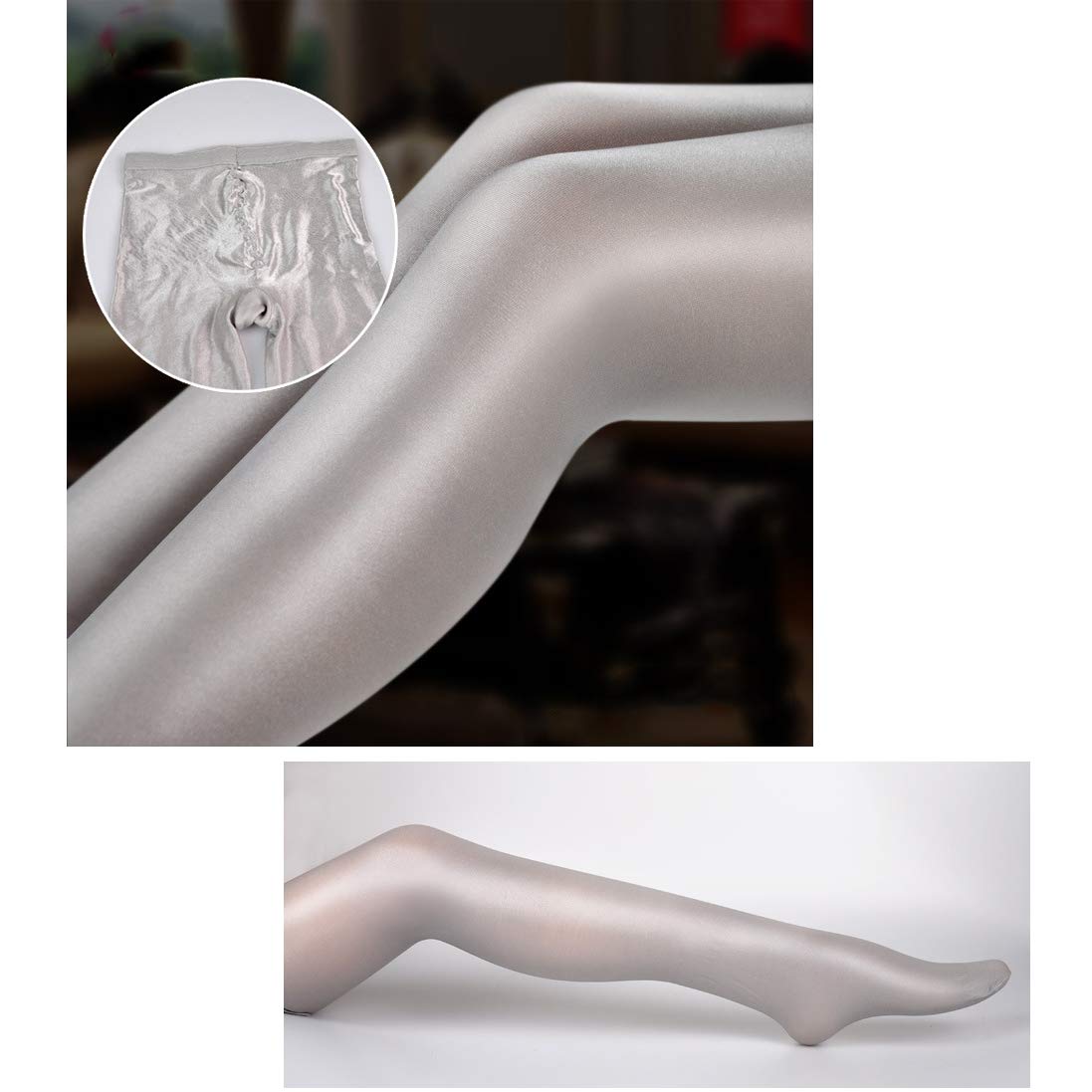 Collant da Donna, Collant Lucidi Super Sexy, Calze di Seta Trasparente, Collant con Piedi Elasticizzati Plus, Calze sui Fianchi a Vita Alta,Flesh,4 Pair