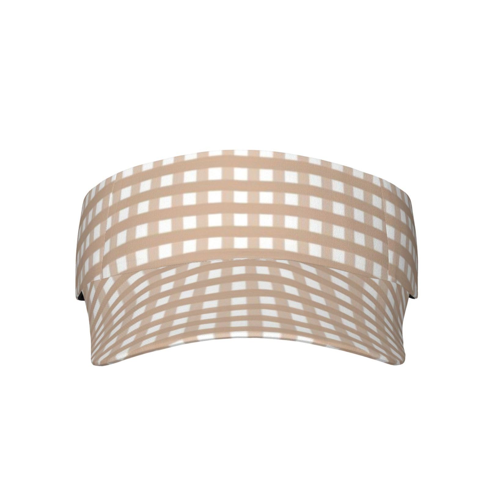 Ssdogitr Unisex Brown Gingham Green Gingham Print Sunscreen Visor Hats For Women & Men,Sport Empty Top,Tennis Visor,Golf Visor