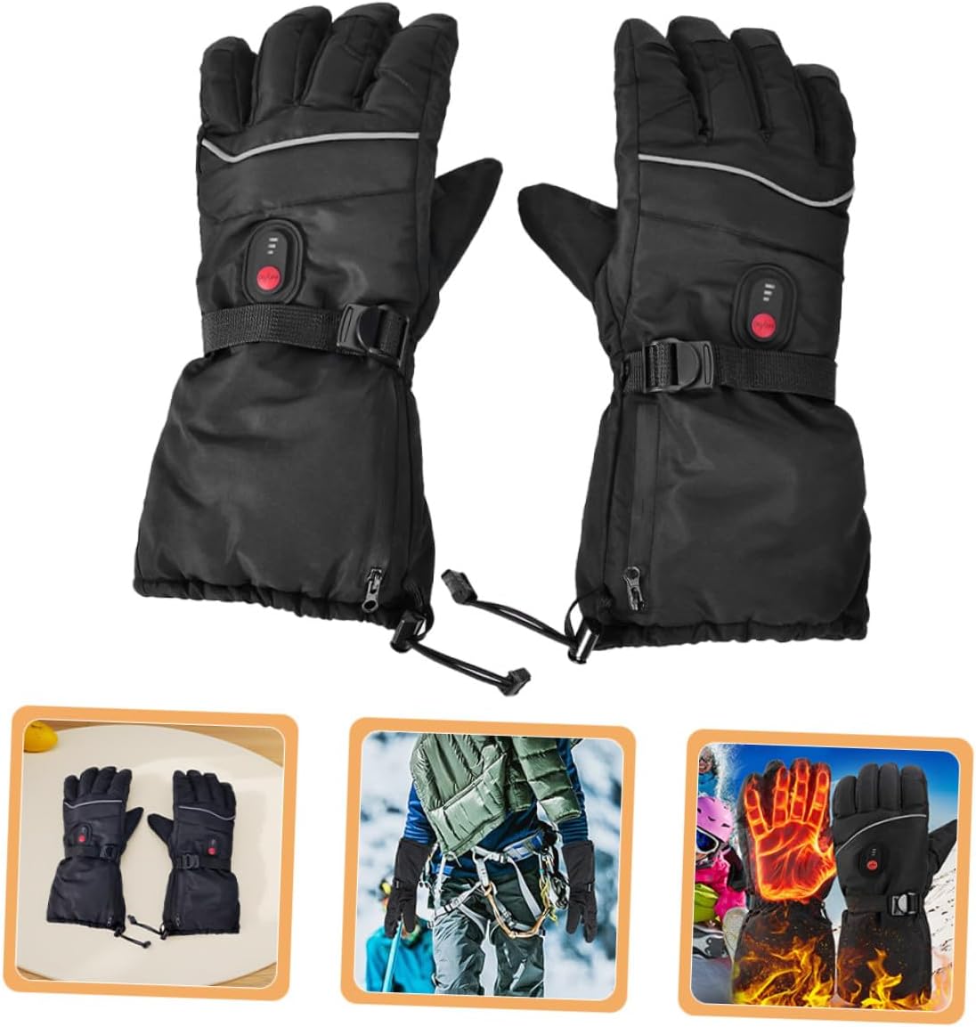 Electric Heated Ski Gloves Waterproof Rechargeable Thermal Mitts for Men Outdoor Winter Sports Snowboarding and Skiing