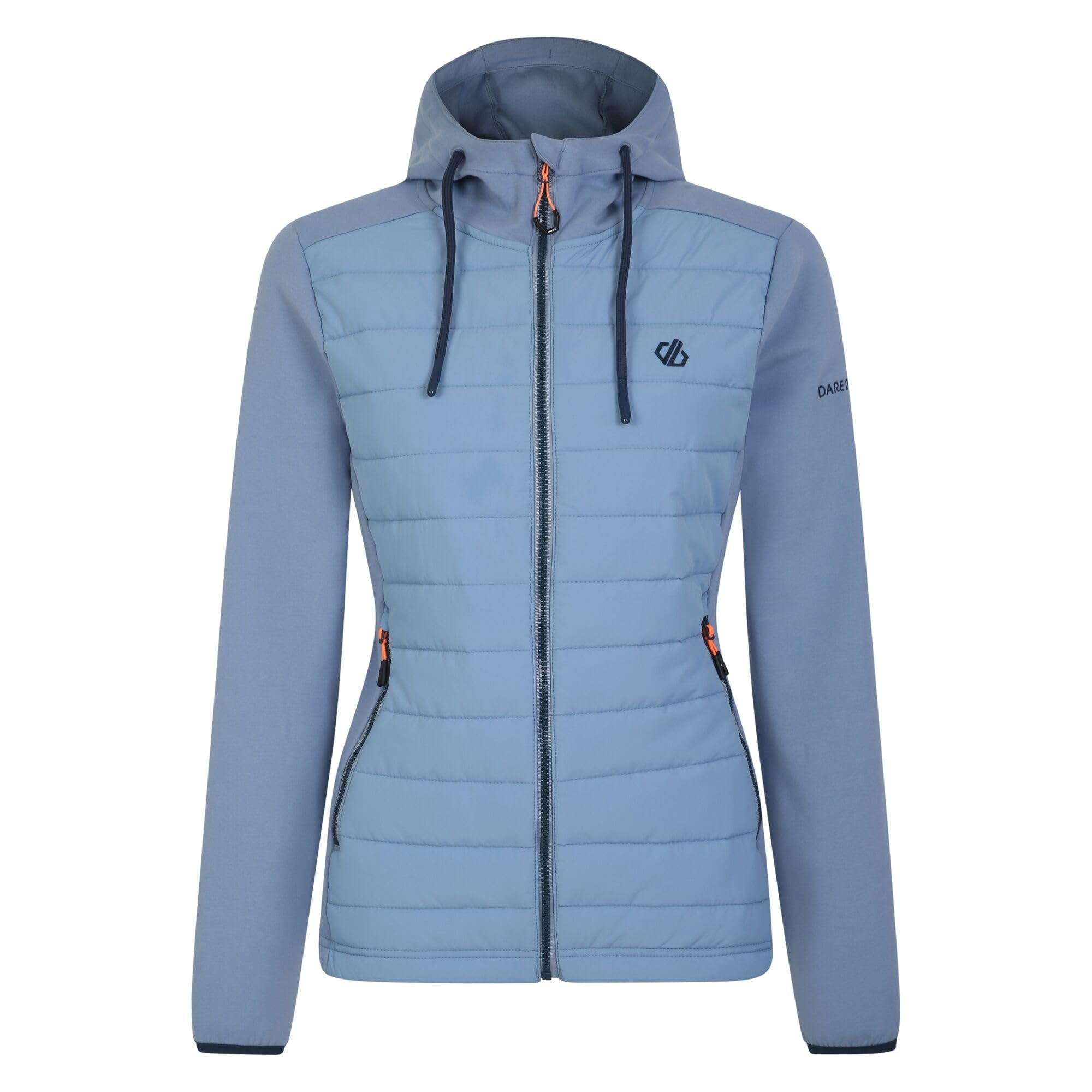 Dare 2b Contend Core Str core stretch, quick-drying, hooded full zip fleece. Featuring Ilus Core fabric. Suitable for walking and hiking.