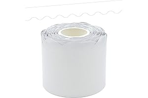 Decorative Bulletin Board Borders: White Scalloped Rolled Trim for Classrooms and Homes