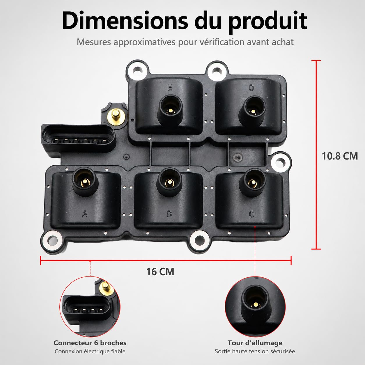 Bobine d’allumage 071905106 Compatible avec Volkswagen Golf IV Bora Passat B5 2.3 V5 VR5, SEAT Toledo II, 0986221017 0040100037