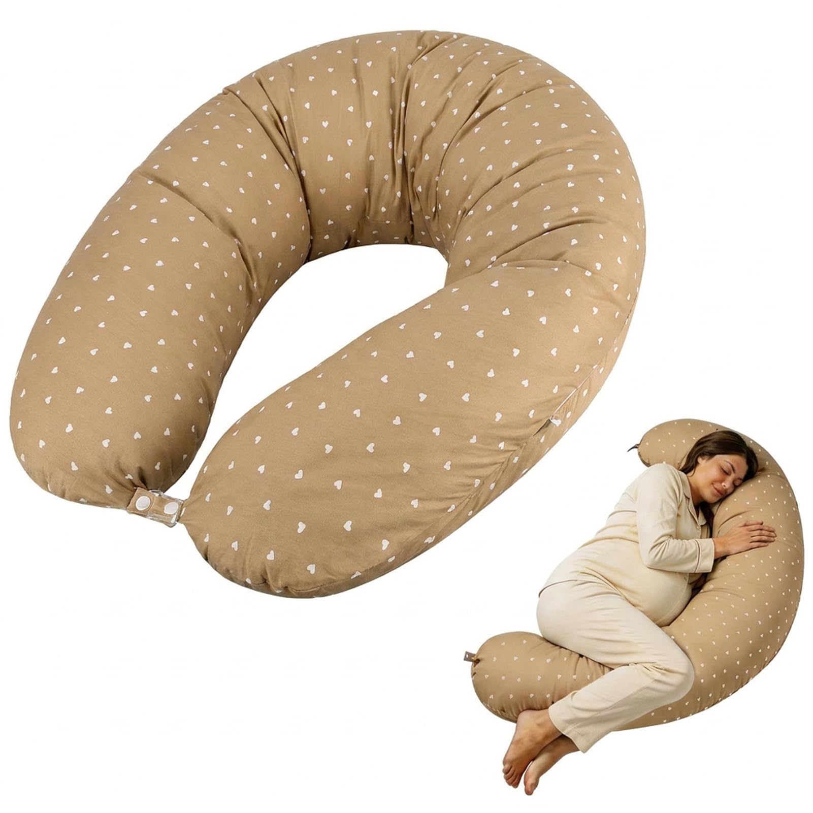 Bebamour Pregnancy Pillow & Nursing Pillow 2-in-1, XXL Full Body Maternity Pillow for Sleeping and Breastfeeding, Adjustable Feeding Support Cushion with Removable Cotton Cover, Machine Washable