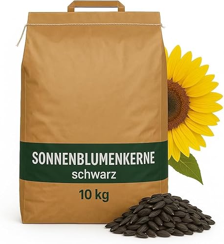 Graines de tournesol - 10 kg - Nourriture pour oiseaux sauvages toute l'année - Nourriture pour oiseaux sauvages - Nourriture pour toutes les saisons - Riche en matières grasses et énergétiques