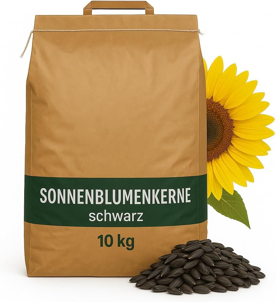 Sonnenblumenkerne 10 kg Vogelfutter Wildvögel ganzjährig Wildvogelfutter Ganzjahresfutter Fett-& Energiereich Kernfutter für alle Vogelarten Streufutter Vögel