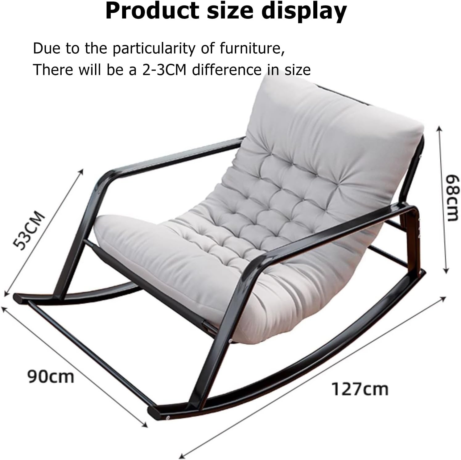 Modern Lounge Chair Outdoor Rocking Chair with Ottoman with Thick Cushion Comfy Armchair Reclining Back Portable Double Rocking Loveseat Bed for Bedroom Dorm Corner Porch (Size : Off-White)