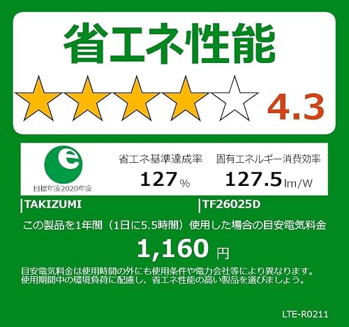 タキズミ(Takizumi)【省エネ 日本製 メーカー5年保証】 LED ペンダントライト 多目的灯 コンセントで使える チェーン吊下げ式 3200lm ~6畳 TF26045D [2]