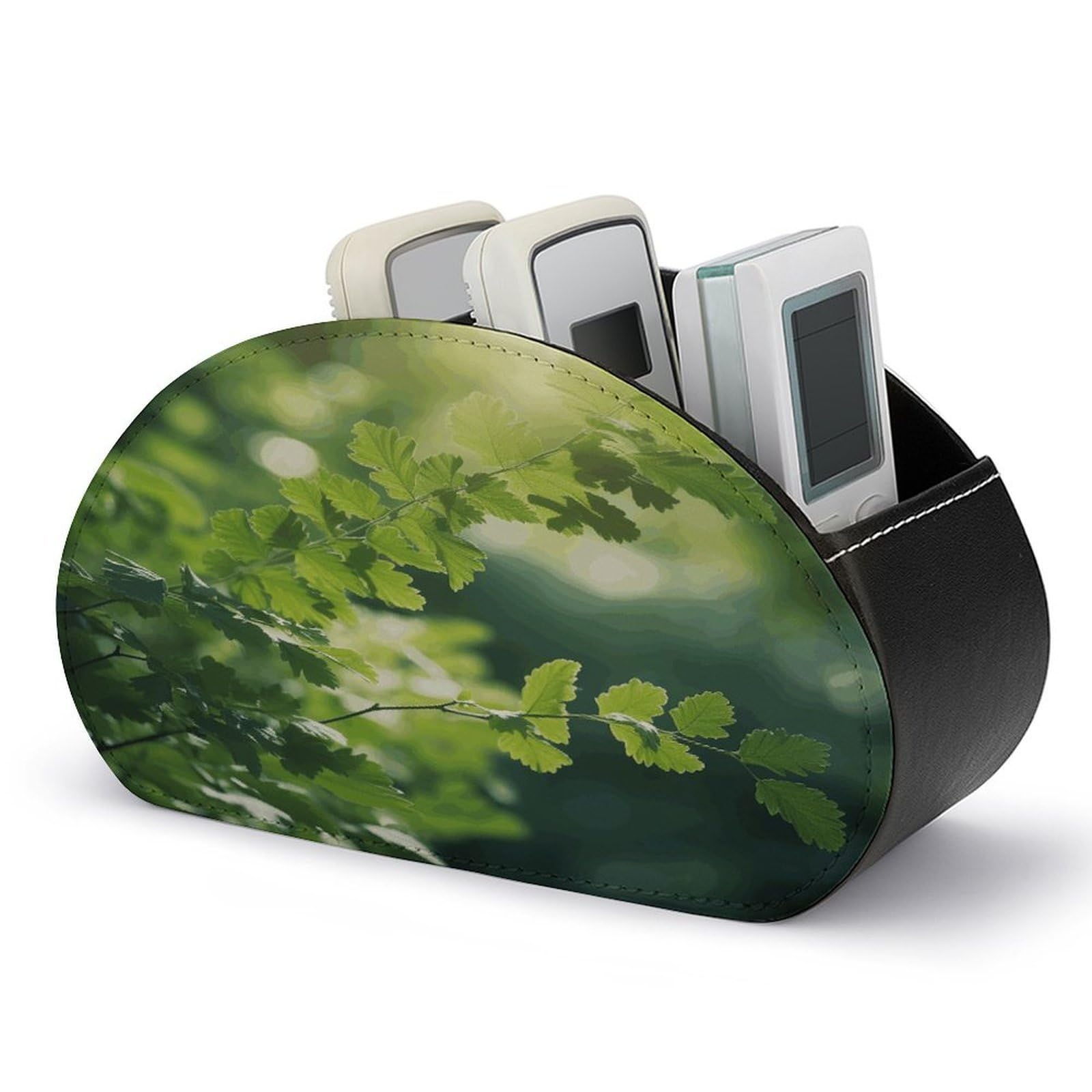 Btcowzrv Style Green Tree Background Remote Control Holder With 5 Compartments