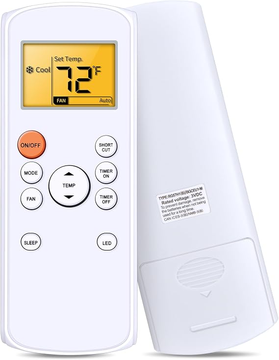 Replacement Remote Control fit for Whynter Midea Air Conditioner RG57H1(B) / BGCEU1-M RC-126MD RG57B With backlight function