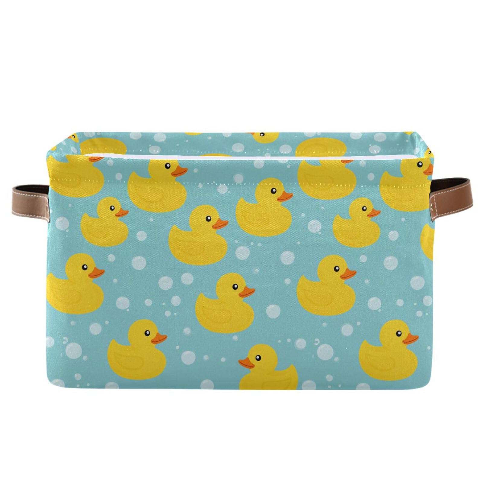 Aslsiy Storage Basket Cute Yellow Ducks-2 Nursery Bins Baby Canvas Box Clothes Shelf Basket Laundry Hampers 1 Pcs