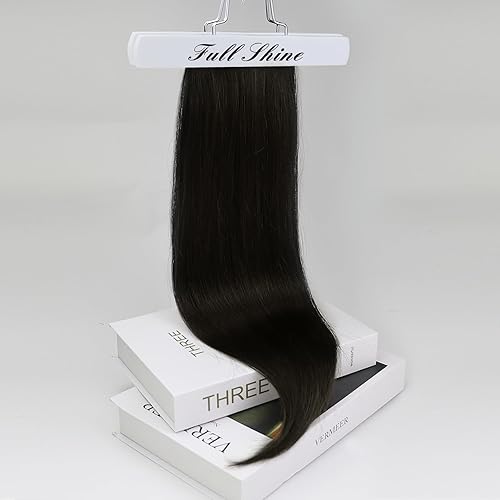 Miniatura 9 de Full Shine - Extensiones de clip de cabello humano, extensiones doble capa de cabello brasileño lacio - Color1, negro azabache, 7piezas, 4.2onzas