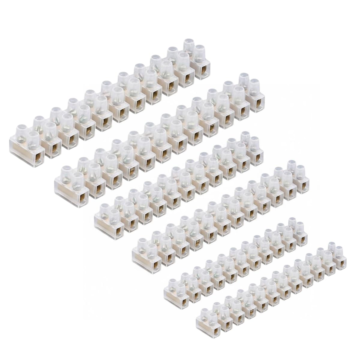 3A/5A/15A/30A/60A Electrical Connector Blocks 12 Way Clear Barrier Block Strip Wire Connector Electrical Choc Blocks Connecting for Wiring Cable Dual Row 12 Position (Pack 2, 3A, 5A & 15A)