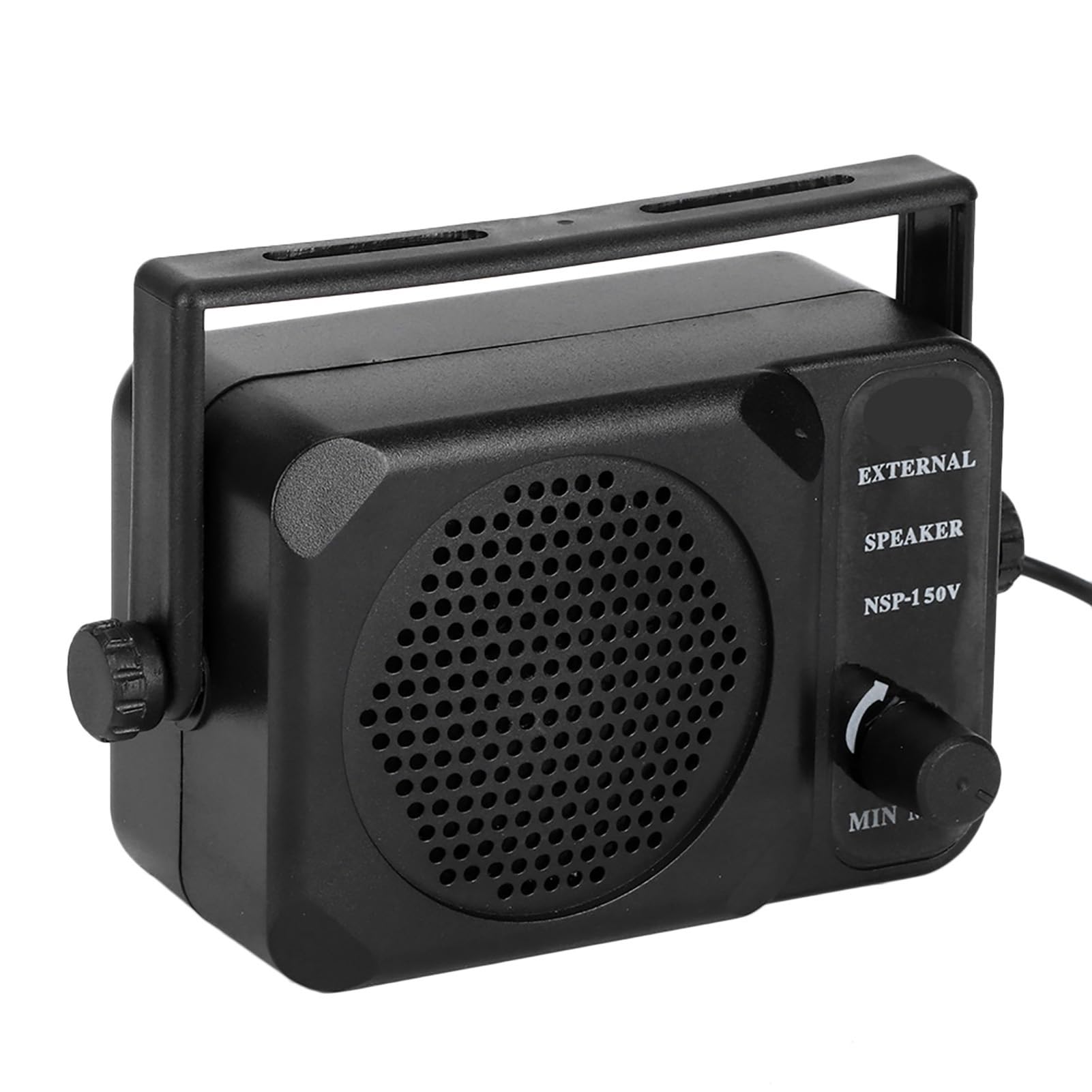 Tbest Mini Haut-Parleur Externe NSP150V, Amplificateur de Son Portable de Haute qualité pour Radio CB, émetteur-récepteur VHF UHF, Accessoires de Voiture, Câble en Métal ABS Noir de