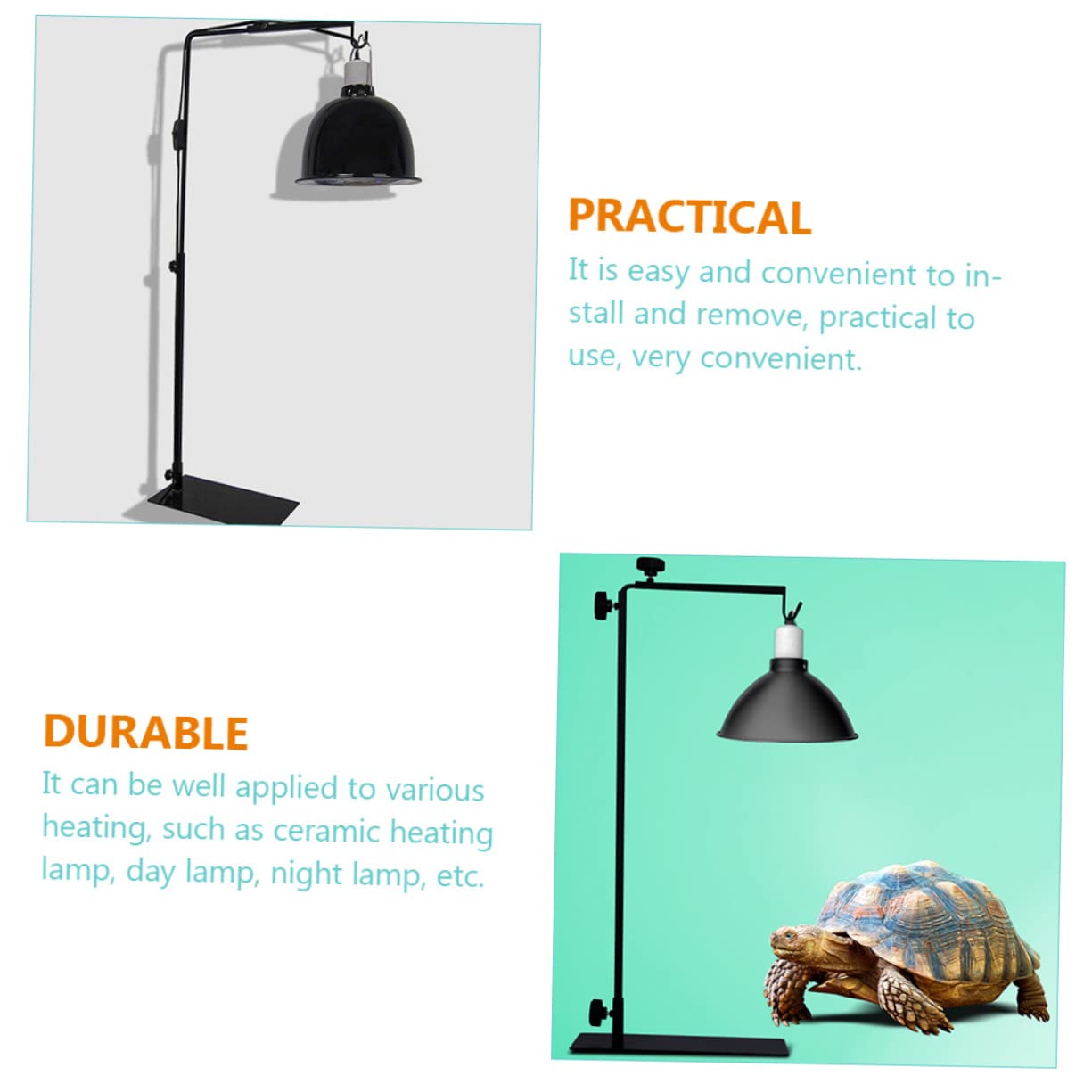 Abaodam Lámpara De Calefacción para Reptiles Soporte Ajustable Seguridad Duradero Metal