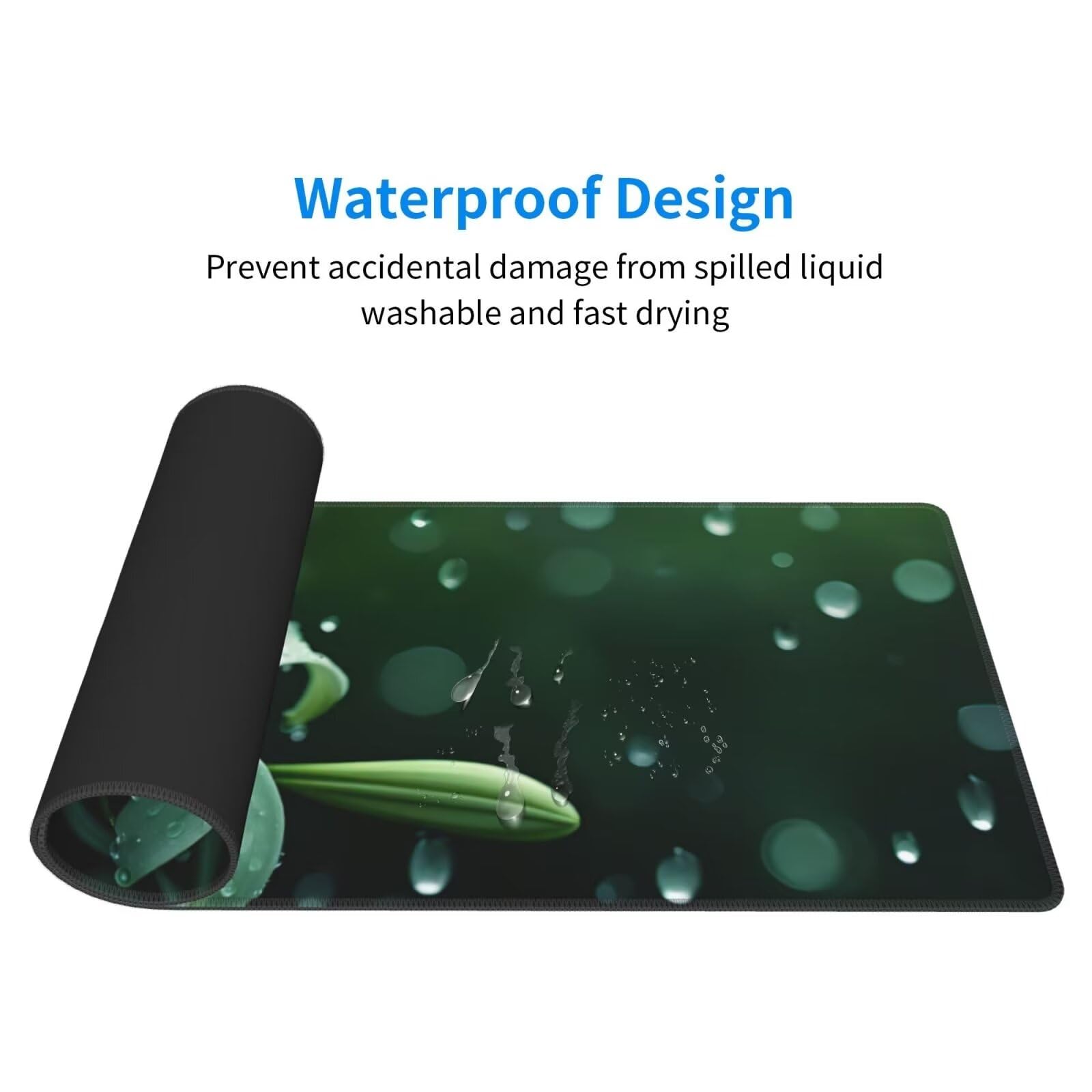 Tappetino Mouse, Tappetino Mouse Gaming Grande XXL 1500x800x3mm Tappetino Scrivania Mouse Pad, Base in Gomma Antiscivolo, Bordi Cuciti, Mousepad per Ufficio e Gaming (Fiore di giglio verde) R-456