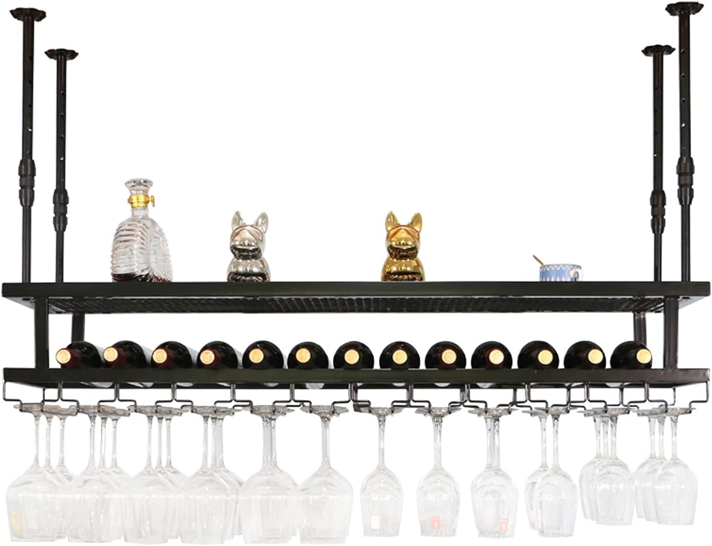 Rackall Mounted - Upside Don Rack, Simple Style Metal Hanging Glass Rack, Ceiling Decoration Rack, Suitable for Bars, Restaurants, Kitchens Marriage