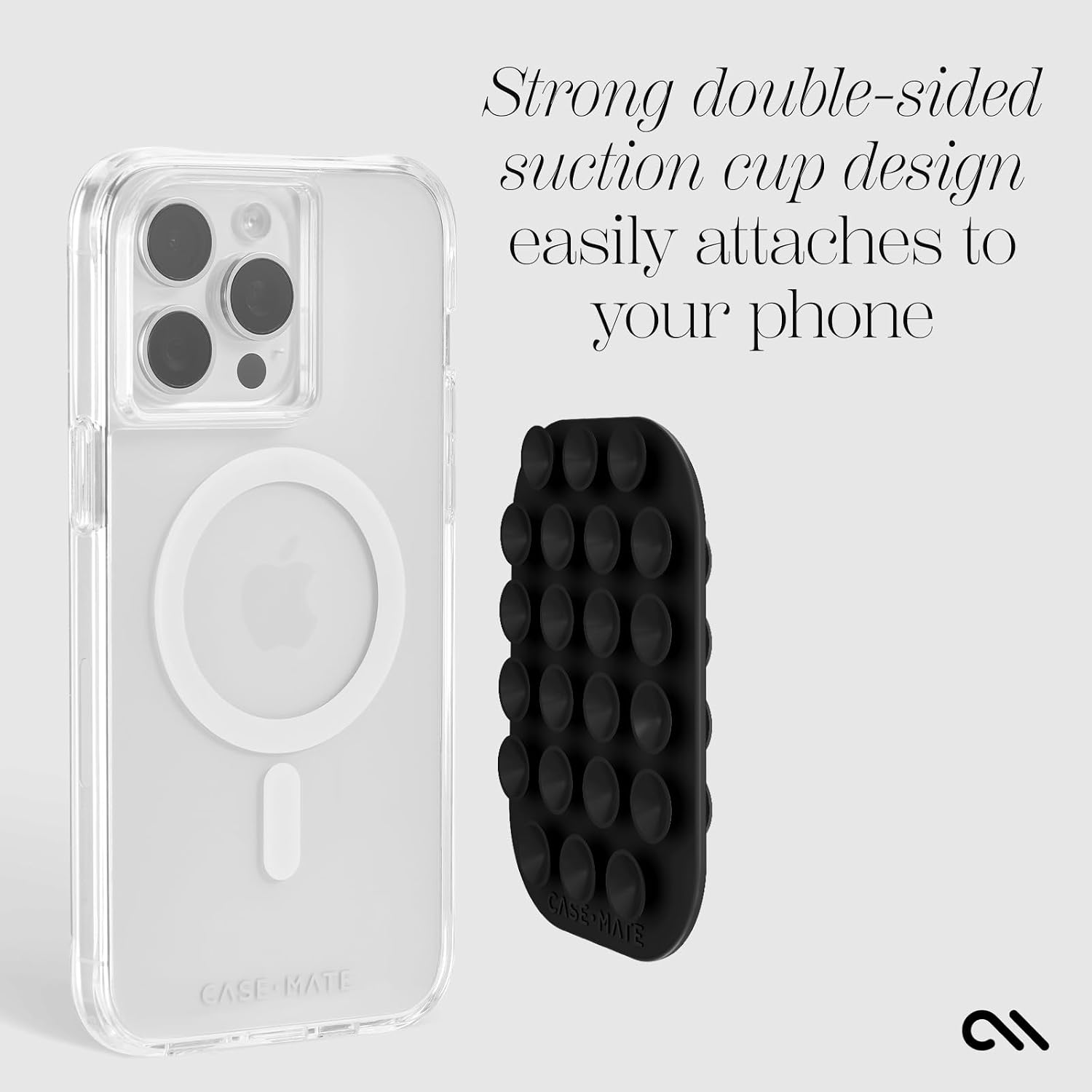 Case-Mate Double-Sided Suction Cup Phone Mount - Anti-Slip Sticky Phone Grip/Holder - Content Creator Essentials Compatible w/iPhone, Android & Cases - Detachable Accessories w/No Residue - Black