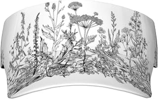 XIXIAN Black and White Flowers Printed Adult Sunscreen Visor Cap Lightweight and Breathable Adult Sun Visor Empty top hat Versatile Outdoor hat