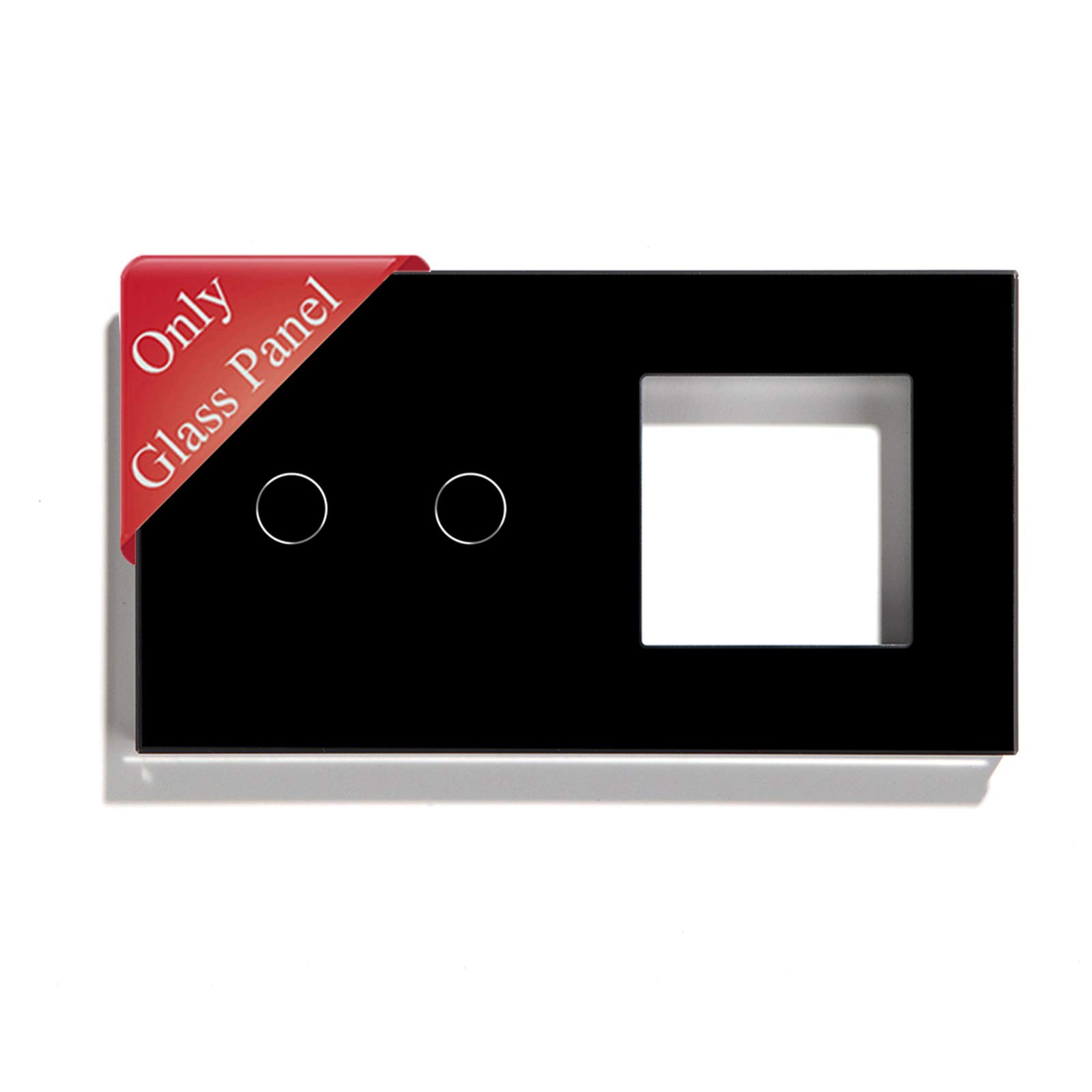 Copertura Vetro Per Interruttore Luce E Presa BSEED - Nero, 157x86 Mm, Design Moderno, Sicurezza Bambini - copertina