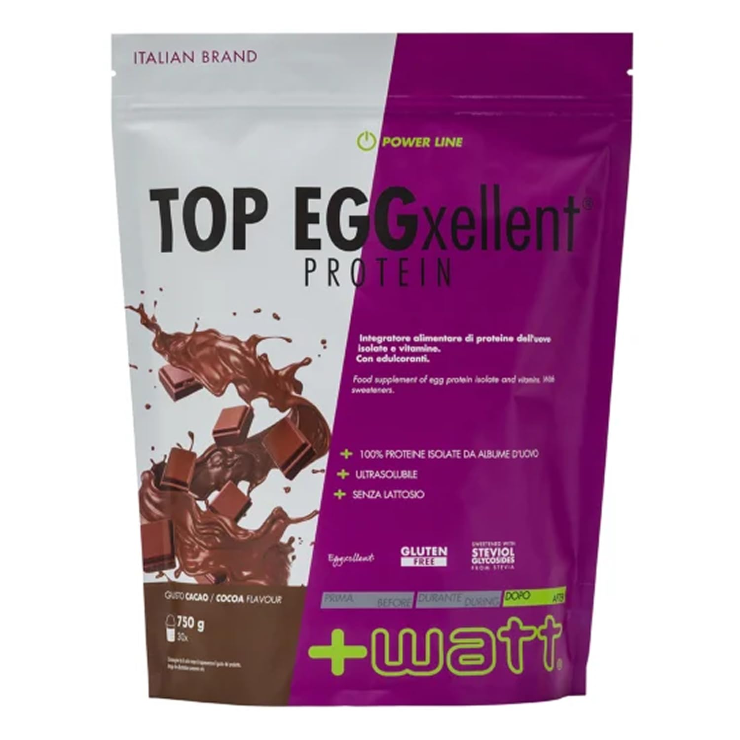 Top Eggxellent Protein - Integratore di Proteine dell'Albume dell'Uovo - Formato: Doypack 750 g - Gusto: Cacao