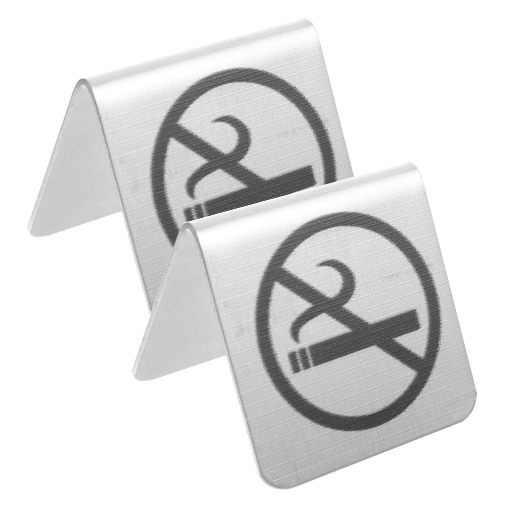 SOLUSTRE Edelstahl Nichtraucher Schild Doppelseitig 2X2 Zoll Rauchverbotsschild Tischplatte Für Büro Und Gastronomie Innenbereich Kompaktes No-Raucher-Tischschild