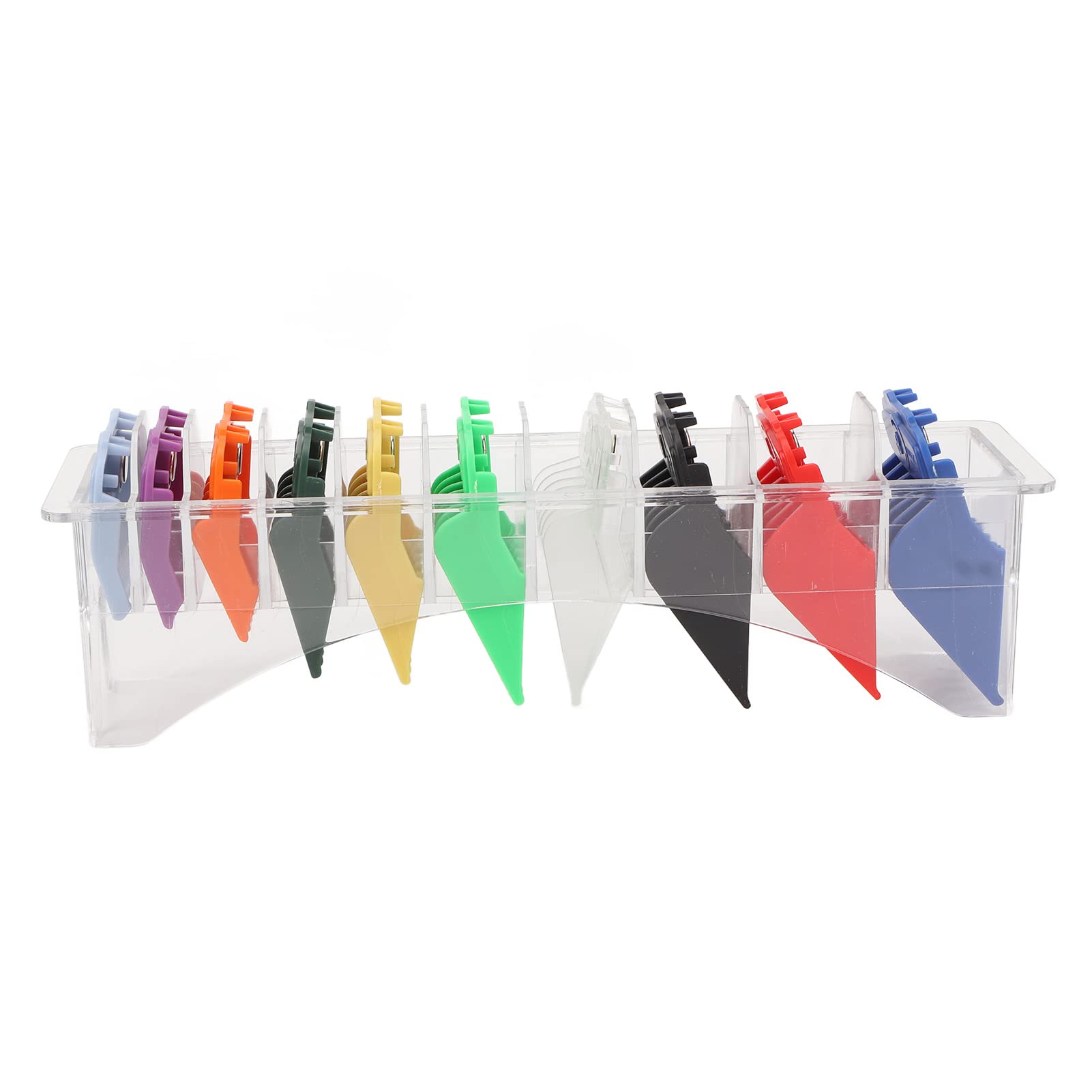 Lot de 10 peignes pour tondeuse à cheveux, dents arrondies colorées, guides de coupe pour barbier