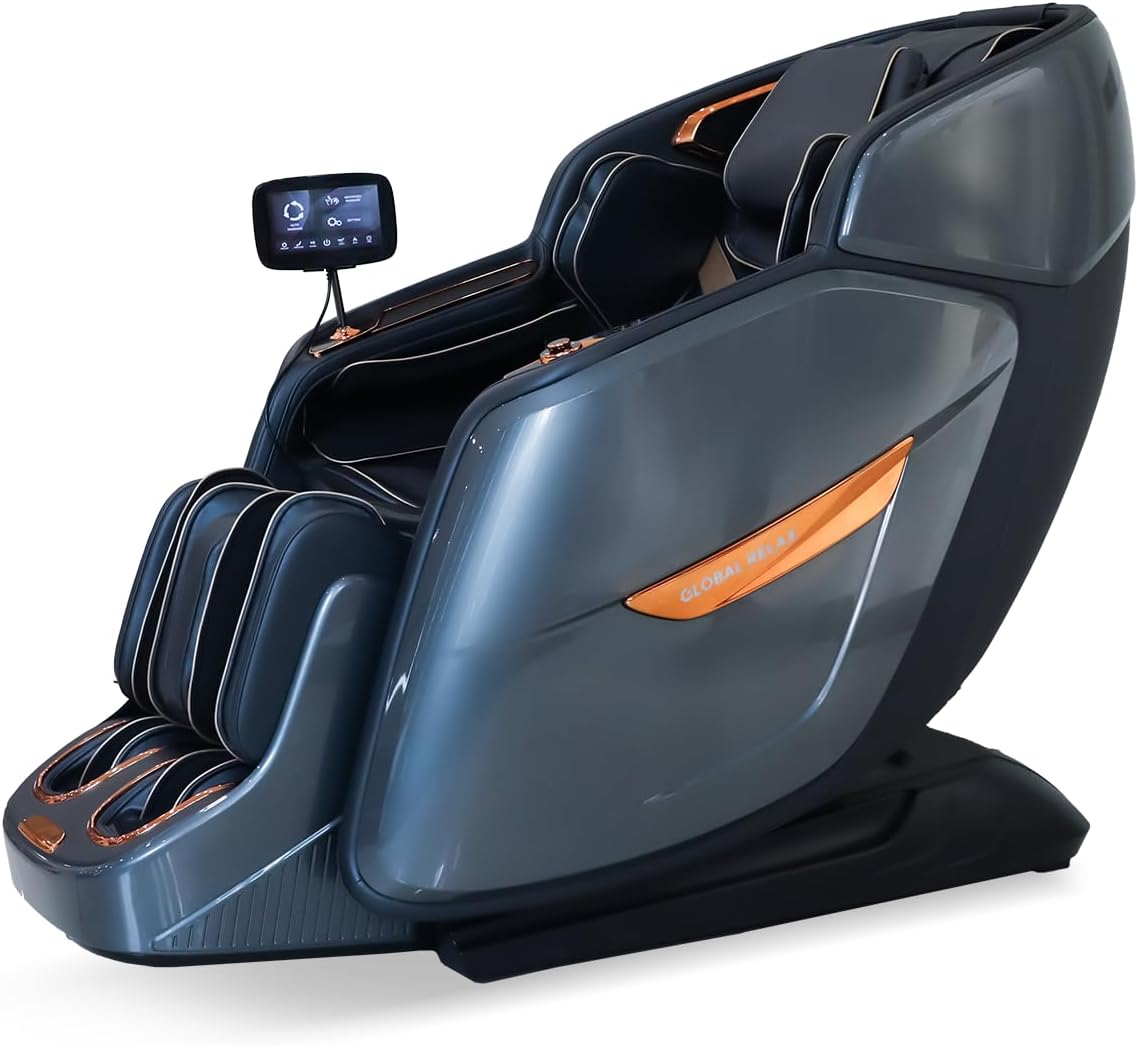 GLOBAL RELAX® | DARUMA 4D Massage Chair | Blue | Voice Control by AI | I Massage Train SL +130 cm I Thermotherapy I Pressure Therapy I Gravity 0 I Zero Space | Touch LCD 6,7’ I Sound 3D I Bluetooth