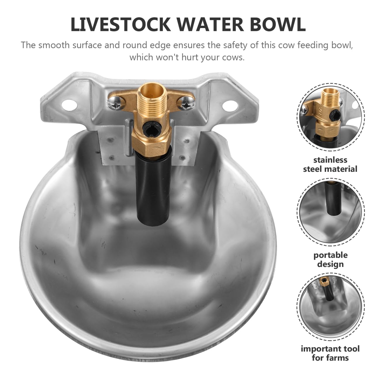 Abreuvoir Automatique Inox pour Bovins et Ovins Bol Eau Anti-éclaboussures Régulateur Niveau Eau Constant Résistant et Facile à Nettoyer pour Élevage Agricole