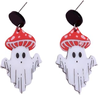 2023 Halloween Earrings for Women Girls Lightweight Acrylic Spooky Ghost Dangle Earrings Trendy for All Saint Day Costume Halloween Accessories Jewelry Gifts for Her