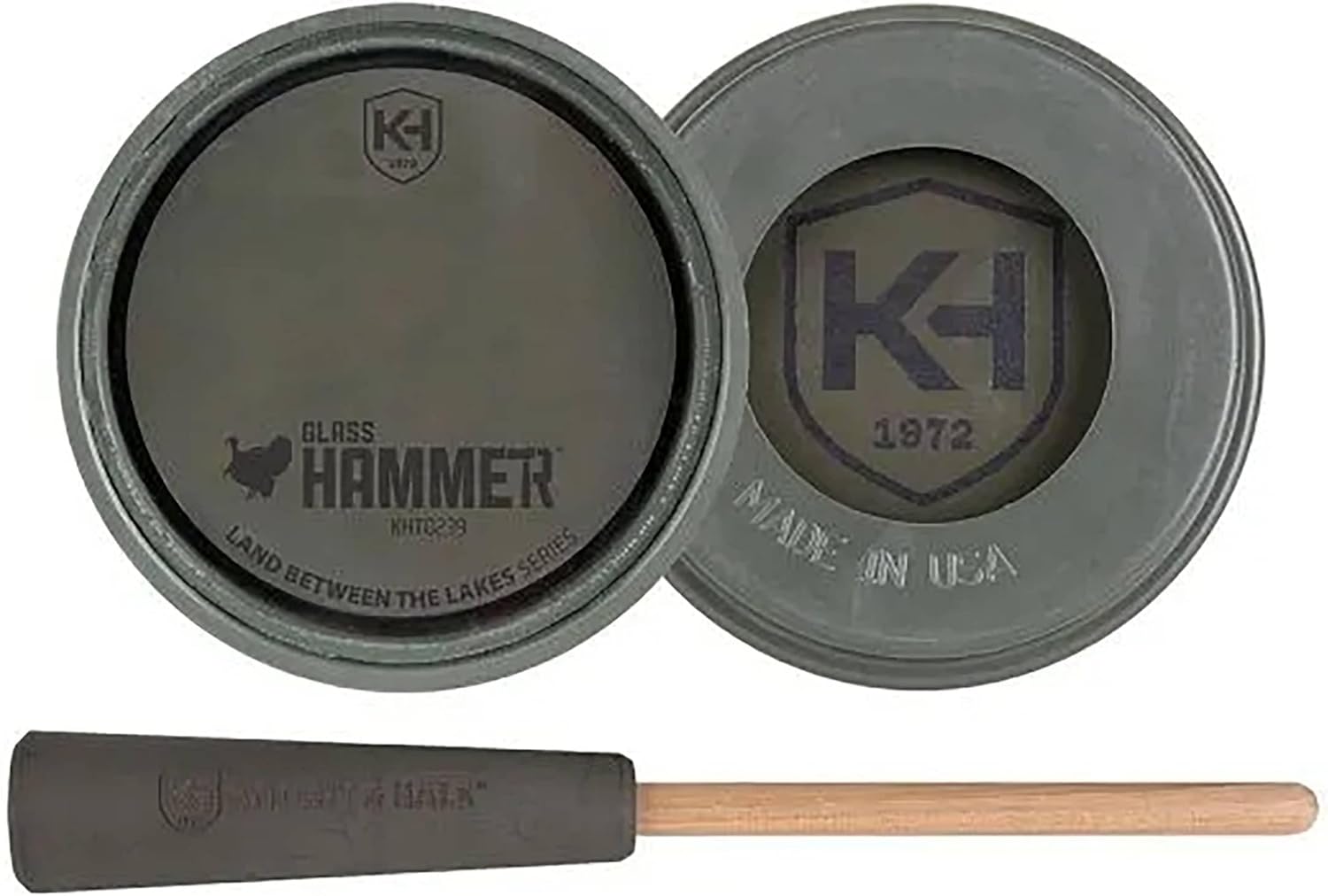 Glass Hammer Pot Turkey Call for Hunting - LBTL Series - Glass Surface Hammer Pot Call with Durable Polymer Pot and Hickory Striker - Long-Range Clarity - Made in USA