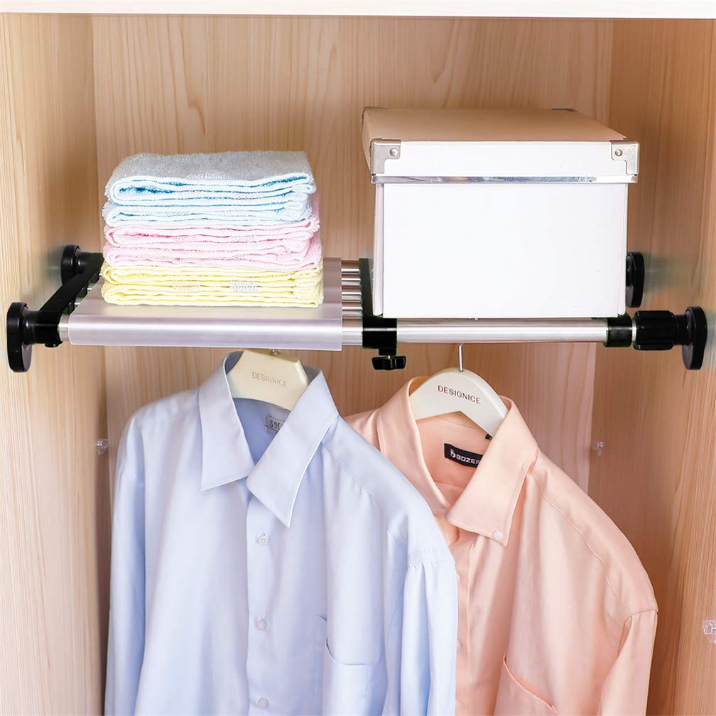 BAOYOUNI Estante de Almacenamiento Extensible para Armario Barra de Tensión Sin Taladro Ajustable Longitud 40-60cm Organizadora para Cocina, Baño, Lavadero, Garaje, Dormitorio, Negra