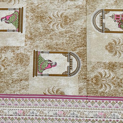 Image of 100% Cotton Single Bedsheet with 1 Pillow Cover | 240 TC Pure Cotton Flat Bed Sheet | Traditional Jaipuri Printed Bedding Set | Soft & Breathable | 60 x 90 Inch (Rangmahal Single 60)