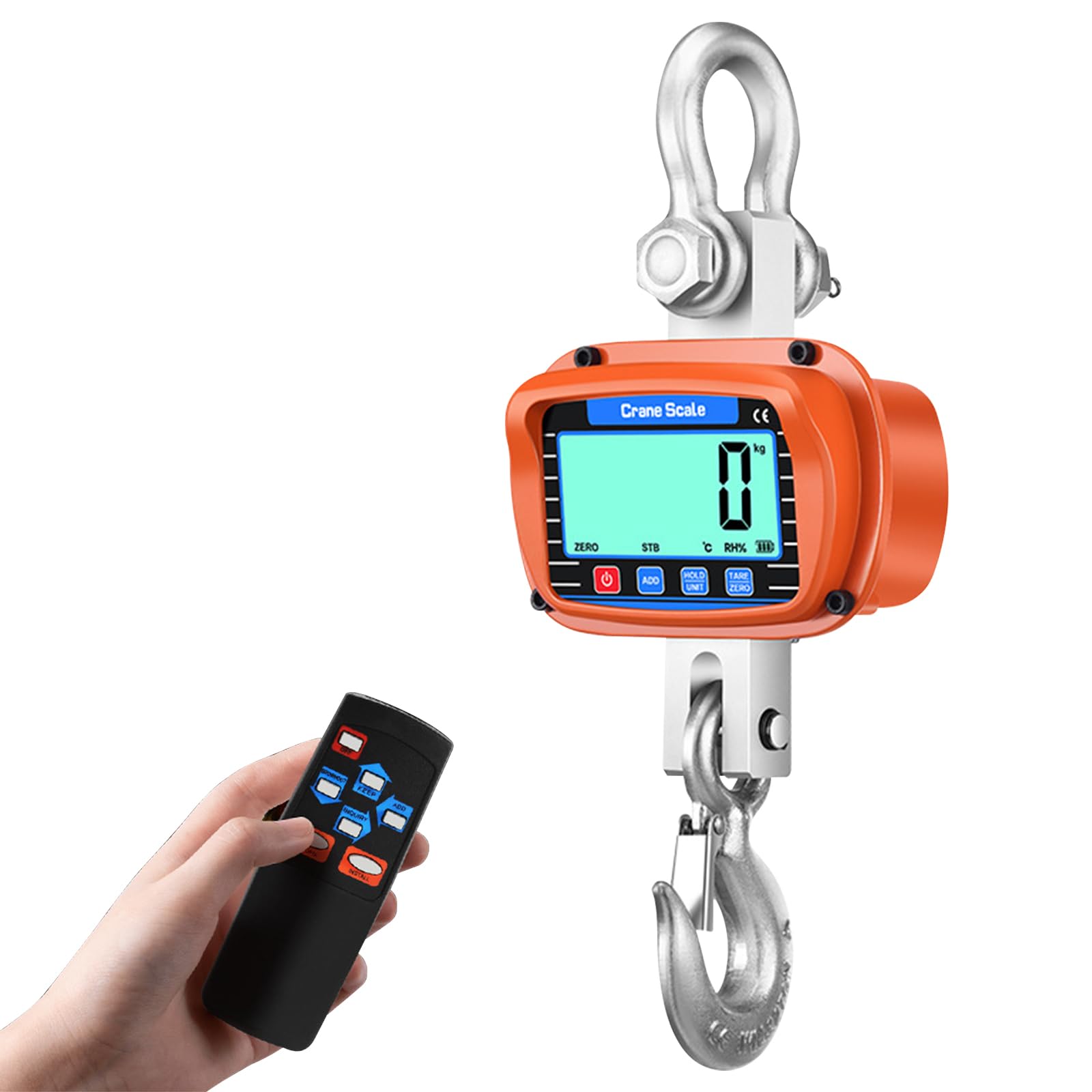 Balanza colgante digital 3000kg 6000 lb, con mando a distancia, sensor preciso, pantalla LCD grande, temperatura y humedad ambiente, unidades kg lb N, ideal para caza construcción granja fábrica