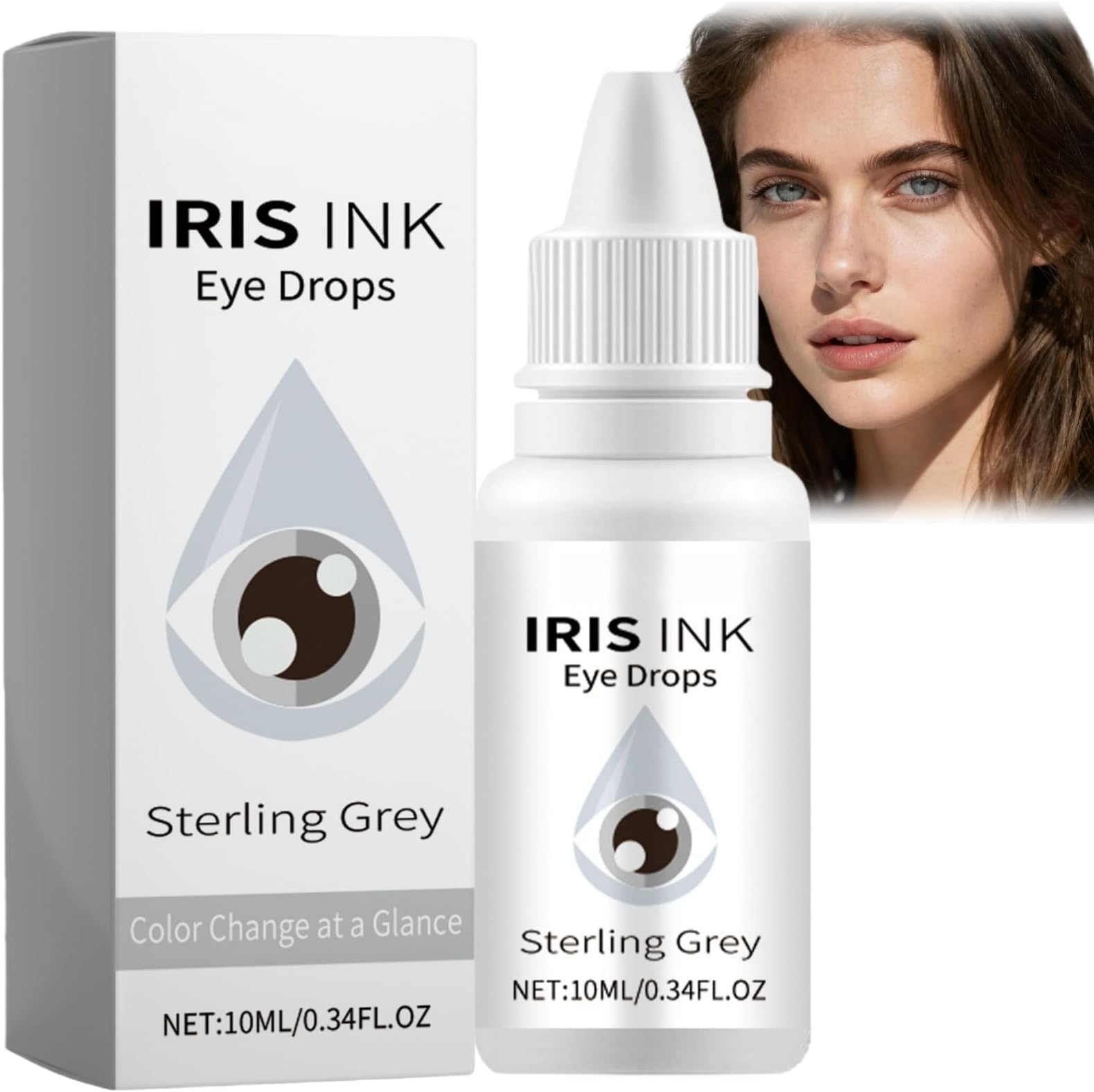 Irisink Eye Drops,Fancy Drops Change Eye Color,E/ye Color Changing,Moisturizing E/ye DRO/ps,Brightening E/ye Drop/s,Lighten & Brighten Your Eyes Color,Ey/e Drop/s for Dry Eyes(Grey)