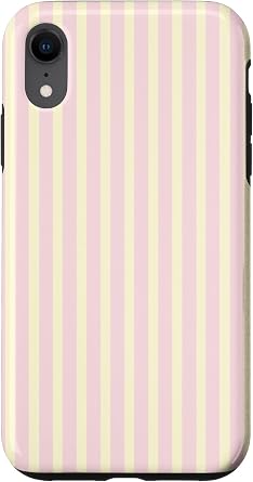 Pastel Light Pink Yellow Vertical Line Stripes Minimalist Case for iPhone XR