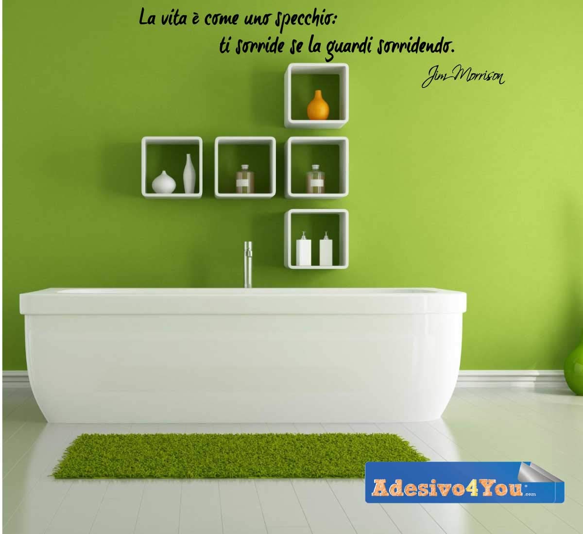 Adesivo prespaziato da parete Jim Morrison: "la vita è come uno specchio" (LARGE 200 CM. X 60 CM.)