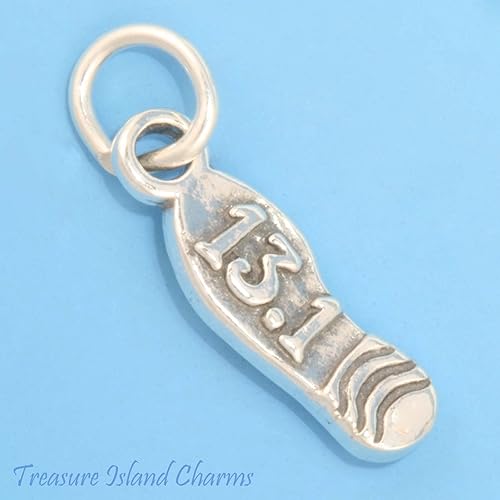 Miniatura 2 de Suela inferior de zapato con 13.1 millas medio maratón corriendo de plata esterlina 925 maciza con dije de pulsera y suministro de fabricación de