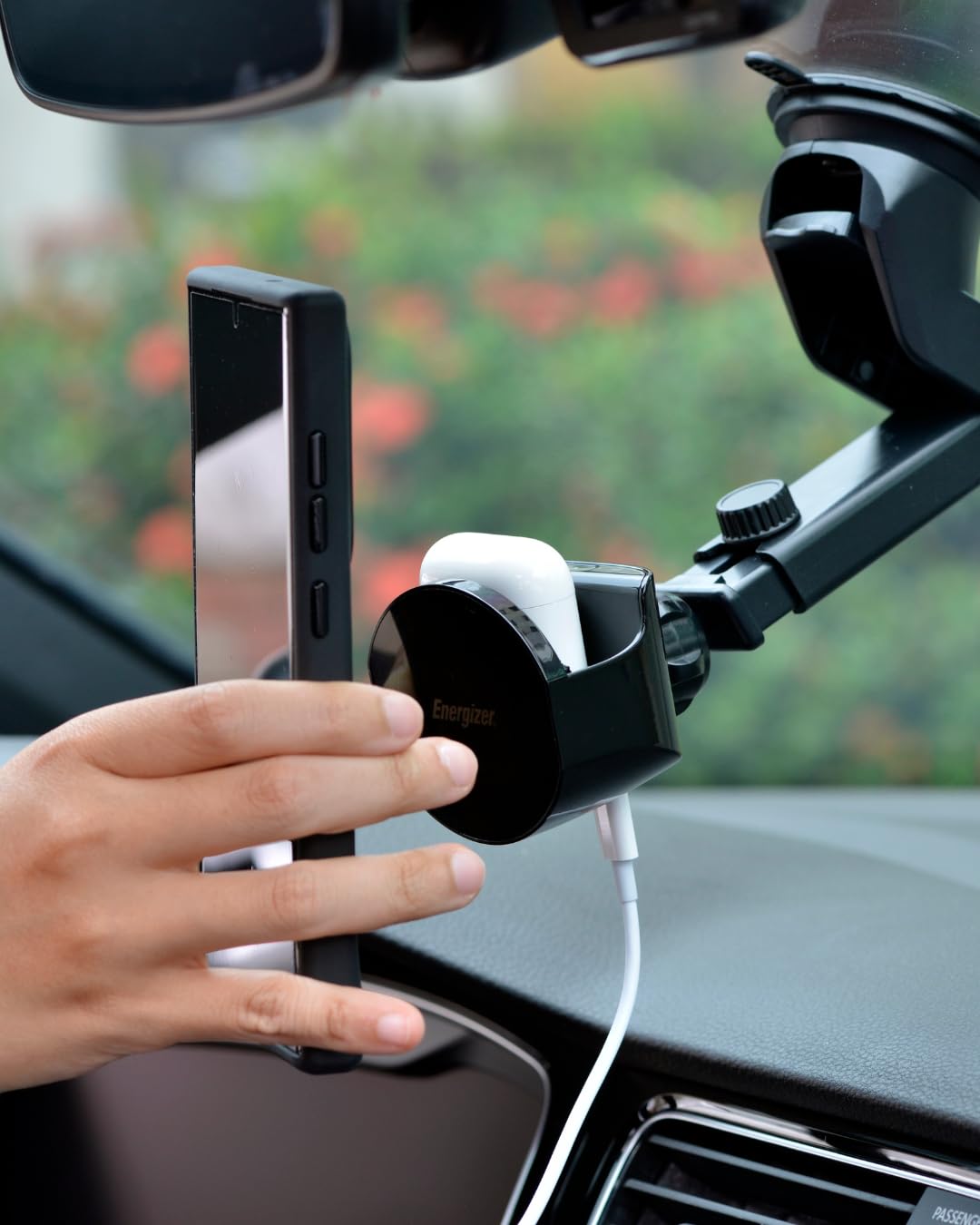 Energizer Bezprzewodowa ładowarka samochodowa MagSafe 15W, uniwersalny magnetyczny uchwyt samochodowy na telefon Energizer, uchwyt na telefon komórkowy z szybkim ładowaniem iPhone Android, dysza na