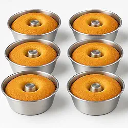 Kit 6 Formas de Alumínio para Mini Pudim e Bolo Vulcão, 200ml, Confeitaria Profissional, 10x5cm